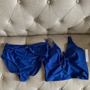Tahari Women’s Tankini Swimsuit Set Blue Size XL NWT
